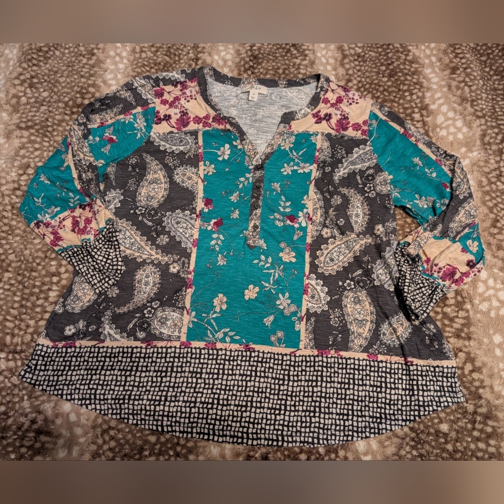 Style & Co. Mixed Print Boho Blouse 1x XL